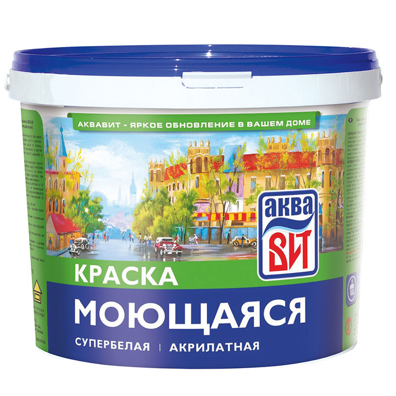 Краска ВАК-20 моющаяся супербелая, АкваВИТ  1,3 кг (ведро) Аква уп/8шт ВИТ