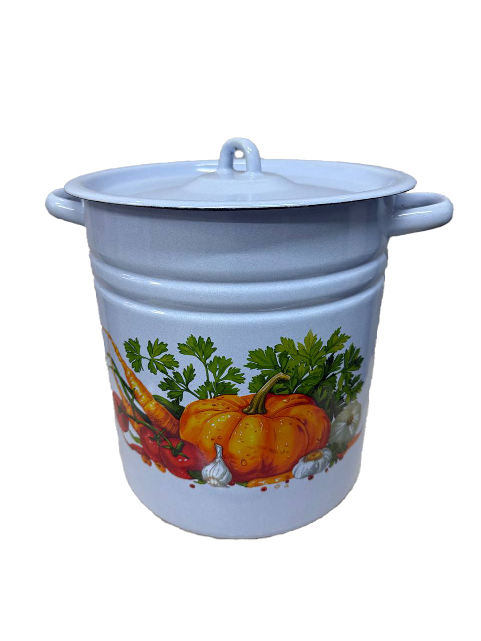Кастрюля 12л цилиндрическая серо- голубая с рисунком