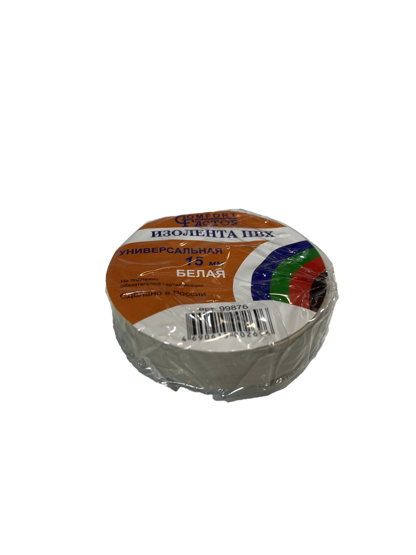 Изолента ПВХ Comfort Factor (15мм-15м.) белая уп/10 99876