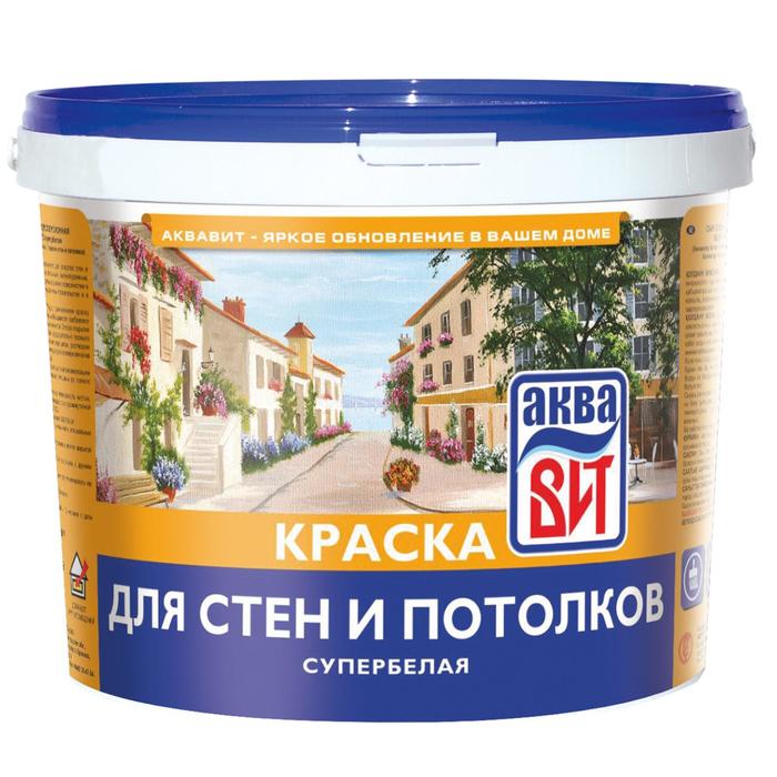 Краска ВДКЧ"Н"-201 для стен и потолков супербелая, АкваВИТ  6 кг (ведро) Аква ВИТ уп/1шт