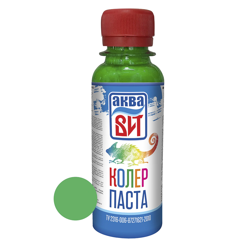 Паста колеровочная зеленое яблоко, 0,1 л. Аква ВИТ уп/20шт