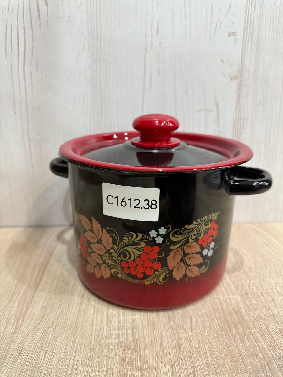 Кастрюля  3,5л цил красно-черная с рис