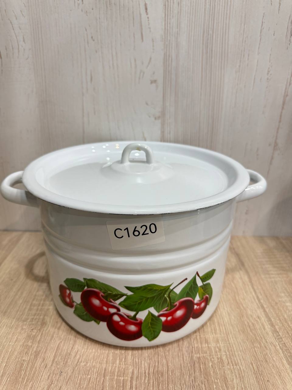 Кастрюля  8,0л цил белая с рис