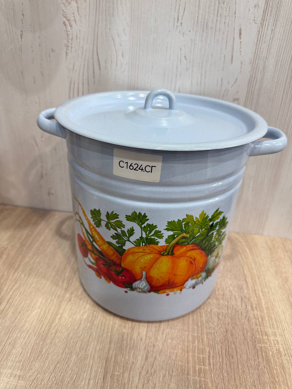 Кастрюля 12,0л цил серо-голубая с рис
