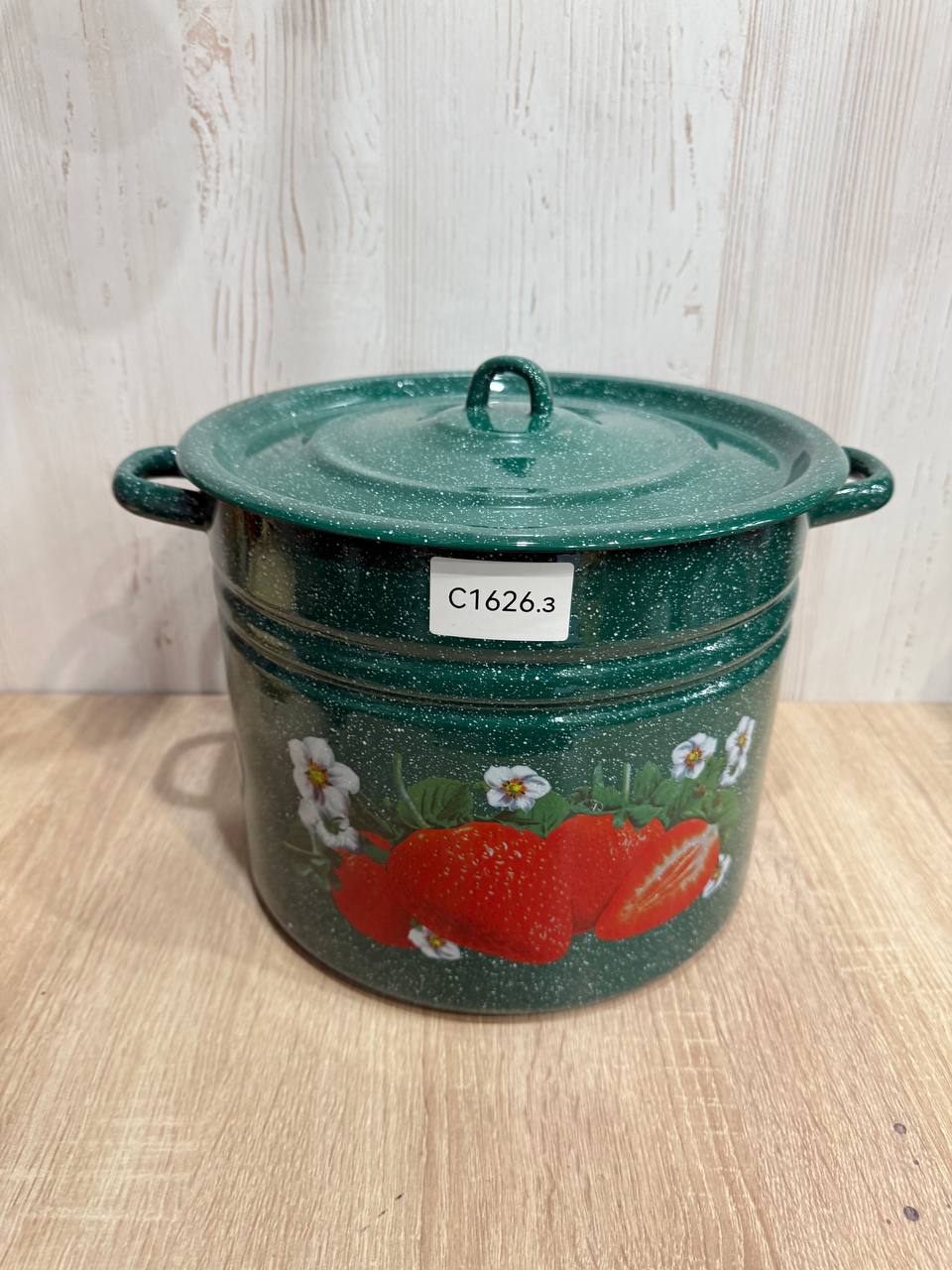 Кастрюля 14,0л цил зелёный рябчик с рис